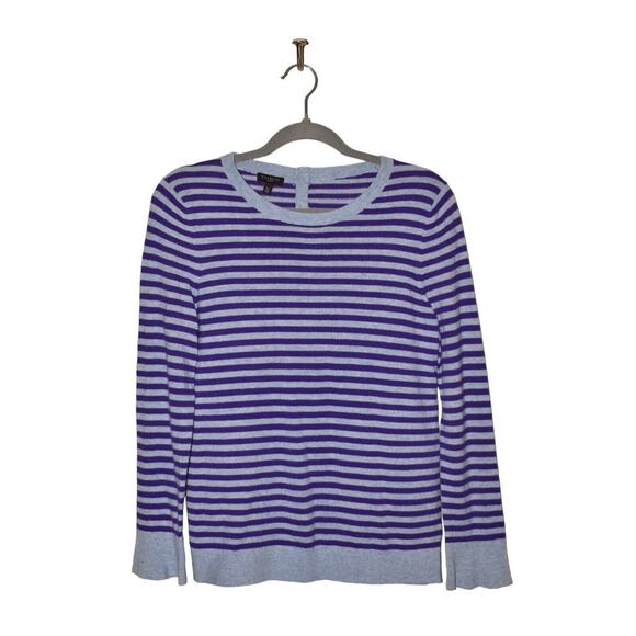 TALBOTS $89 Long Sleeve‎ Wool Blend Sweater Blue Striped PS Petite Small - Picture 1 of 3